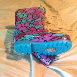 New girls light up size 10 sketchers rain boots